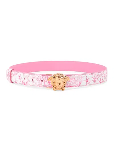 Versace Women's Medusa Reversible Leather Belt In Pink