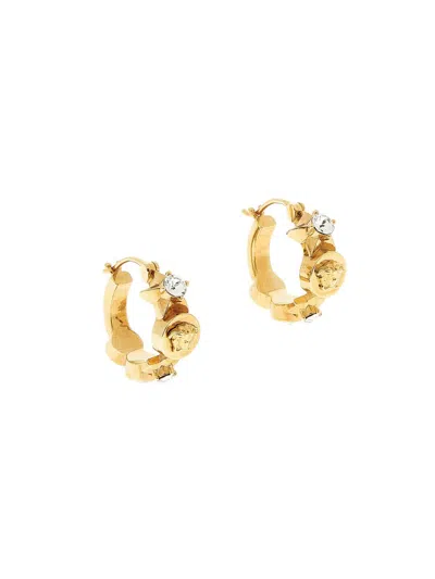 Versace Women's Medusa Star Goldtone & Glass Hoop Earrings In Pink