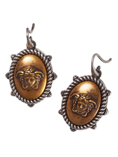 Versace Women's Medusa Two-tone Metal Drop Earrings In Brown