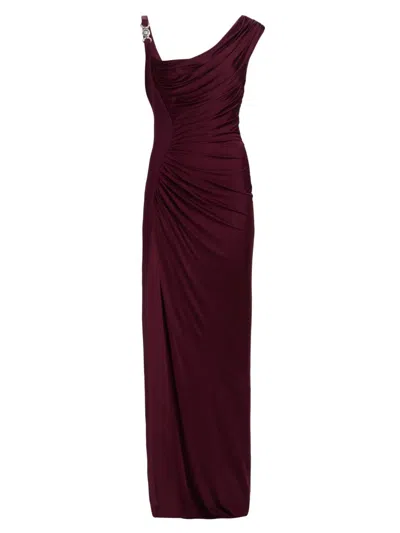 Versace Medusa '95 Draped Gown In Burgundy