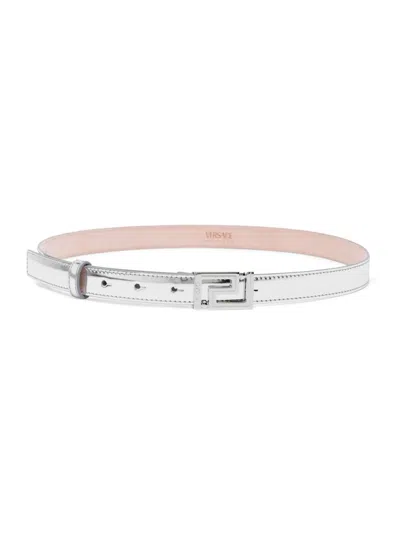 Versace Women's Metallic Leather Belt In Red