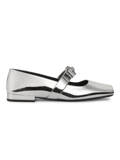 VERSACE WOMEN'S METALLIC LEATHER MARY JANES