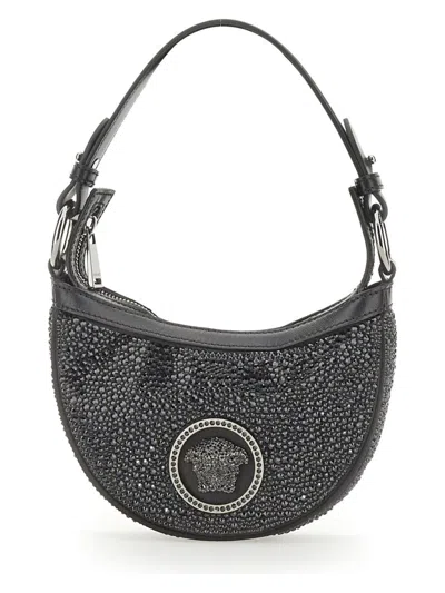 Versace Women's Mini Hobo Bag With Crystals In Black