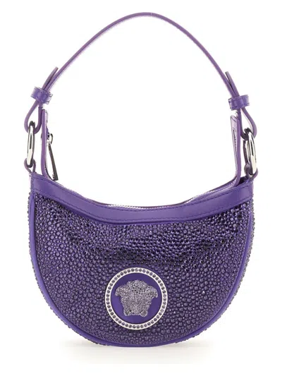 Versace Women's Mini Hobo Bag With Crystals In Purple