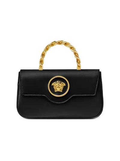 Versace Women's Mini La Medusa Satin Top Handle Bag In Black