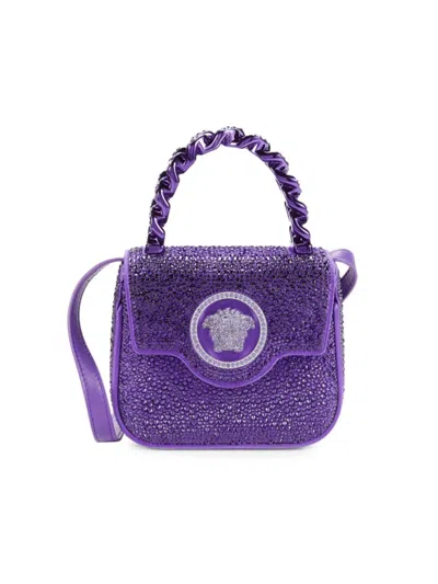 Versace Women's Mini Studded Medusa Top Handle Bag In Purple