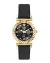 Versace Mini Vanity Leather Watch In Black