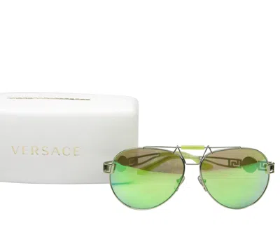 Versace Women's Mirro Metal Aviator Sunglasses In Green