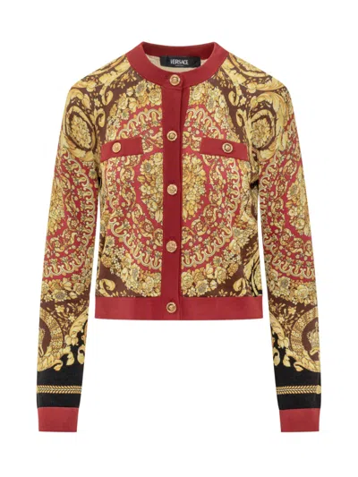 Versace Multicolor Printed Round Neck Cardigan