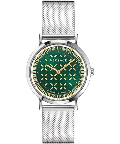 Versace Women's Swiss New Generation Stainless Steel Mesh Bracelet Watch 36mm In Grey