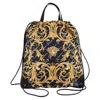 Versace Women's Nylon Barocco Signature Print Drawstring Backpack In Black In Multi