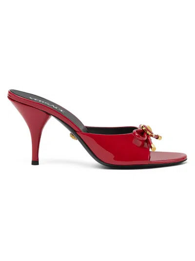 VERSACE WOMEN'S OPERA BOW 85MM PATENT LEATHER MULES
