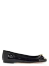 Versace Opera Bow Patent Ballet Flats In Black