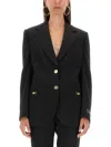 Versace Single-breasted Wool Stretch Blazer In Black