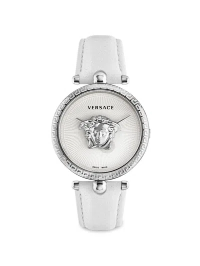 Versace Women's Palazzo Empire 39mm Stainless Steel & Leather Strap Watch In Metallic