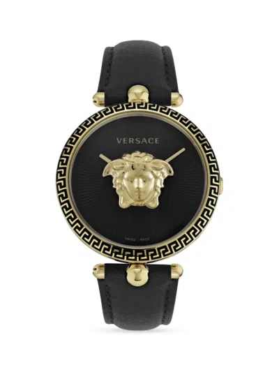 Versace Palazzo Empire Leather Watch In Gold