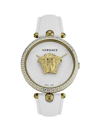 Versace Palazzo Empire Leather Watch In Sapphire