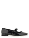 Versace Open-toe Ballet Flats In Gianni Ribbon In Black