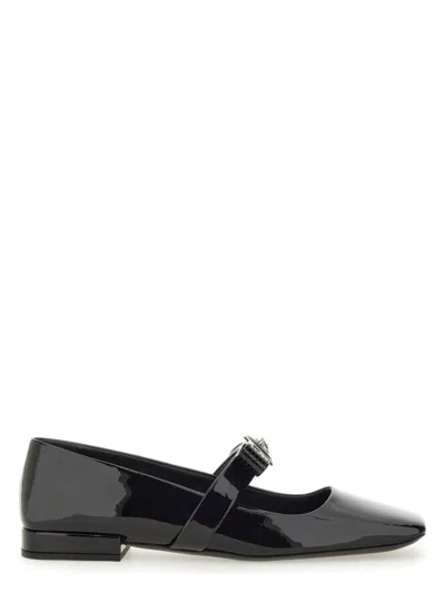 VERSACE WOMEN'S PATENT LEATHER BALLERINA GIANNI RIBBON SANDAL