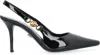 Versace Black Leather High Heel Pumps In Black