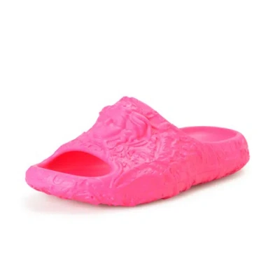 Pre-owned Versace Women's Pink Baroque Medusa Head Embossed Pool Slide Flip Flops Shoes
