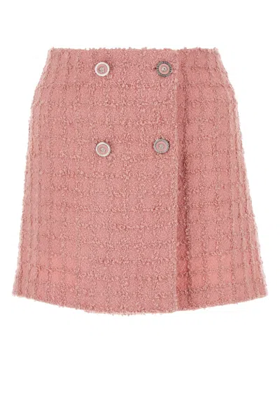 Versace Women Pink Boucle Mini Skirt