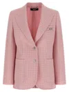 Versace Check Blazer Jacket Buttoned Cuffs Notch Lapel In Pink