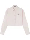 Versace Women Pinstripe Chain Cropped Shirt