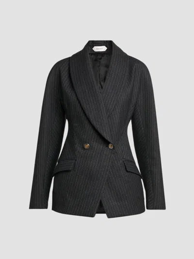Versace Women's Pinstripe Wool Twill Blazer In Grey Melange