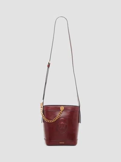 Versace Women's Pivot Mini Leather Bucket Bag In Fire Gold