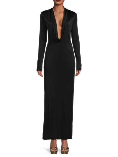 Versace Women's Plunging Neckline Maxi Dress In Black