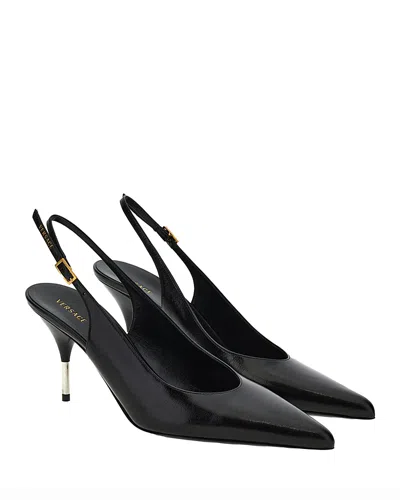 Versace Women's Pointed Leather Slingback Pumps In Black
