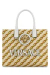 Versace Women's Canvas Small Chain Stripes La Medusa Shopping Bag In Multicolor