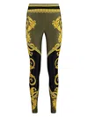 Versace Baroque Print Lycra Leggings In Green