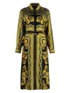 Versace Belted Printed Silk-twill Midi Shirt Dress In Black