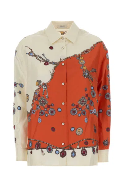 Versace Printed Silk Twill Shirt In Multi