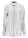 Versace Women's Silk Shirt The Cut Of The Gods In Ecru