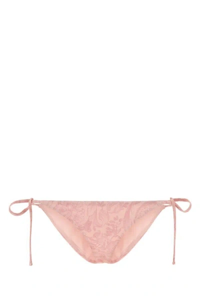 Versace Barocco Flower Print Bikini Briefs In Pink