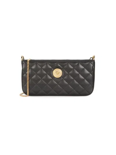 Versace Women's Quilted Leather Shoulder Bag In Black