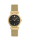 Versace Regalia Bracelet Watch With Black Guilloche Dial In Gold