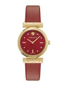 Versace Regalia Diamond Timepiece With Red Guilloche Dial In Red