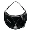 Versace Small Smooth Leather Top Handle Bag In Black
