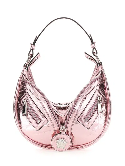 Versace Women Repeat Small Hobo Bag In Pink