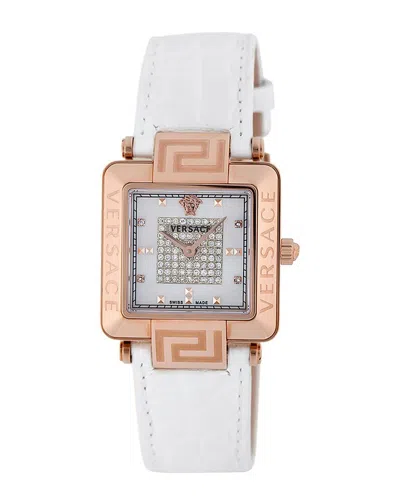 Versace Women's Reve Carre Diamond Watch In Beige