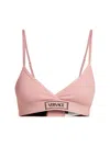 Versace Women's Rib-knit Logo Bralette In Pale Pink