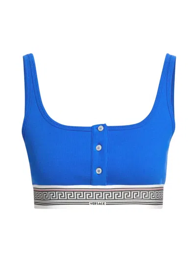 Versace Bio Cotton Rib Bra Electric Blue