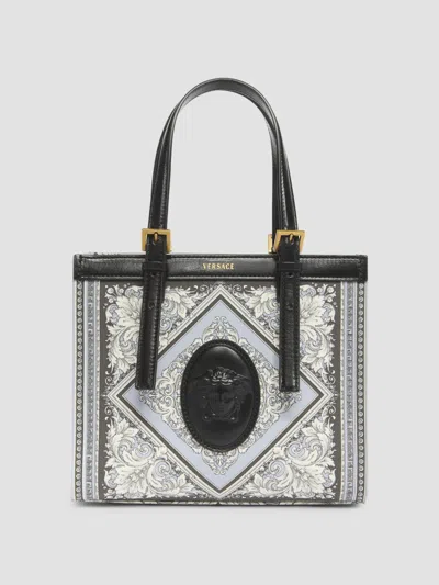 Versace Women's Rivière Medium Neoclassic Barocco Cotton Tote Bag In Multicolor Black Gold