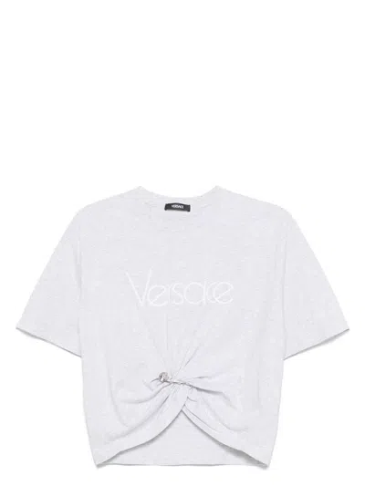 VERSACE WOMEN'S SAFETY PIN CROPPED T-SHIRT