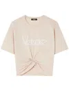 Versace Cropped T-shirt With Twist Detail And Safety Pin Logo In Multicolor