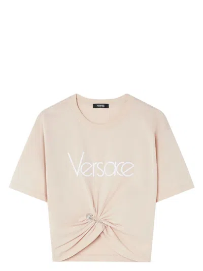 VERSACE WOMEN'S SAFETY PIN CROPPED T-SHIRT